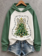 Women's Merry And Bright Christmas Tree Print Casual Hoodie