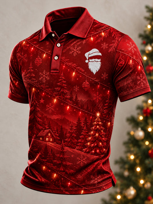 Men's Christmas Santa Claus Art Print Short Sleeve Top