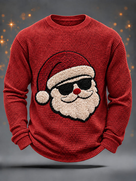 Men's Christmas Santa Claus Waffle Long Sleeve T-Shirt