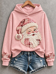 Women's Pink Santa Patchwork Art Hoodie
