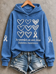 Women’s Diabetes Awareness Printed Casual Hoodie