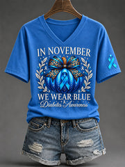 Women'S Diabetes Awareness Print T-shirt