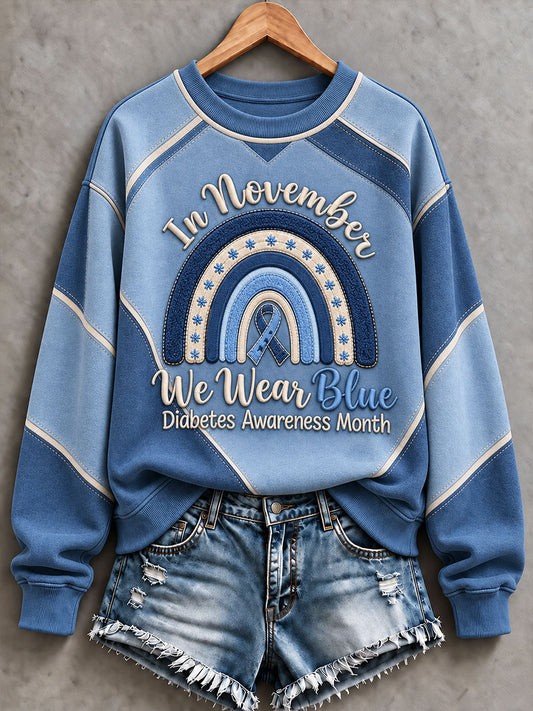 Women'S Diabetes Awareness Print Regular Sweatshirt