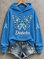 Women'S Diabetes Awareness Print Regular Sweatshirt