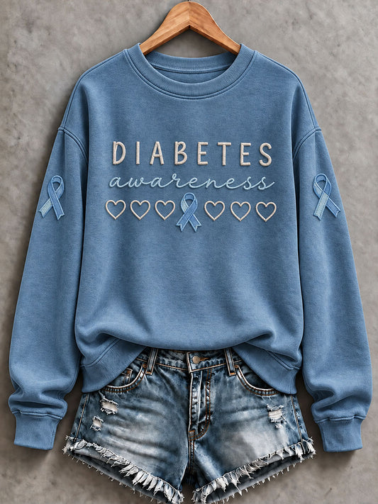 Women'S Diabetes Awareness Print Regular Sweatshirt