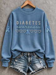 Women'S Diabetes Awareness Print Regular Sweatshirt