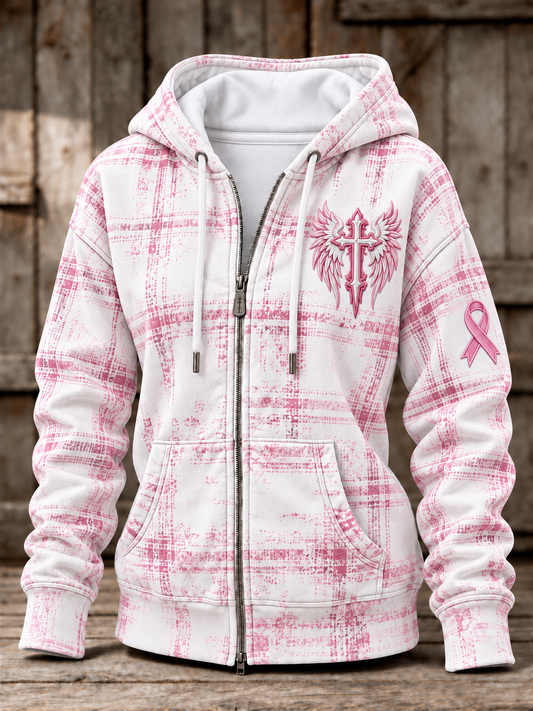 Women's Breast Cancer Zip-Up Hoodie