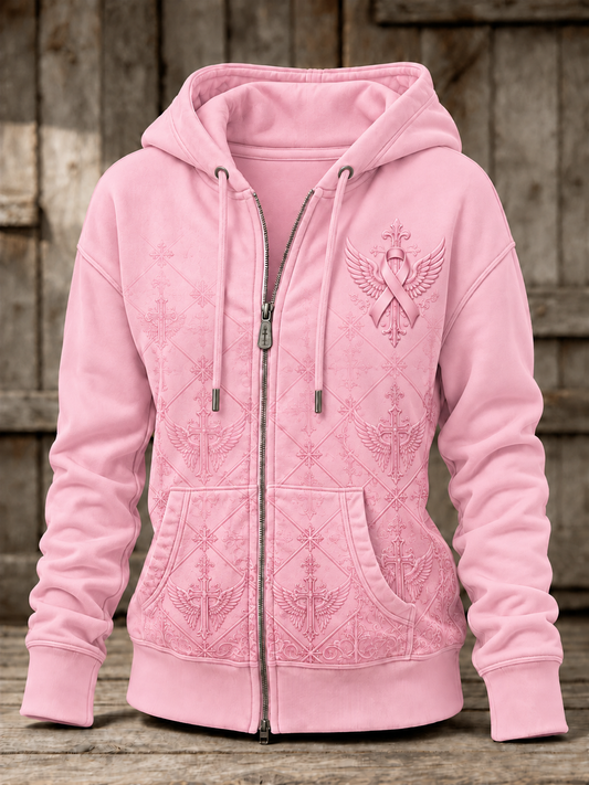 Women's Breast Cancer Zip-Up Hoodie