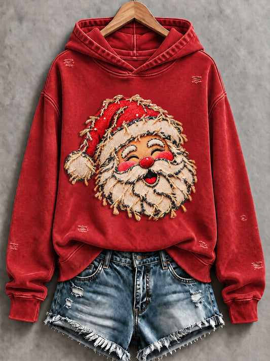 Women's Vintage  Christmas Santa Claus Regular Hoodie