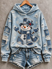 Women's Christmas Snowman Print Hoodie