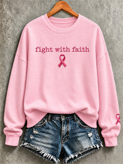 Women's Breast Cancer Faith Print Sweatshirt