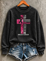 Women's Breast Cancer Faith Print Sweatshirt