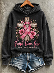Women's Breast Cancer Faith Print Sweatshirt