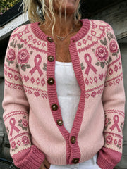 Women's Floral Breast Cancer Awareness Cardigans
