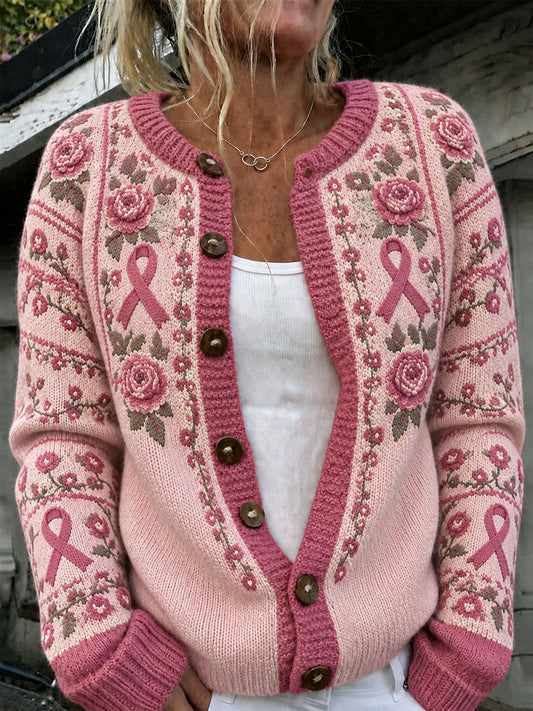 Women's Floral Breast Cancer Awareness Cardigans