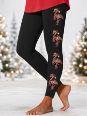 Women's Christmas Leopard Flamingo Print Leggings