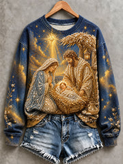 Women's Nativity Print Regular Sweatshirt