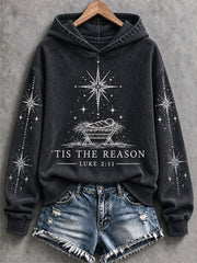 Women's Tis The Reason Nativity Print Regular Sweatshirt