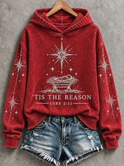 Women's Tis The Reason Nativity Print Regular Sweatshirt