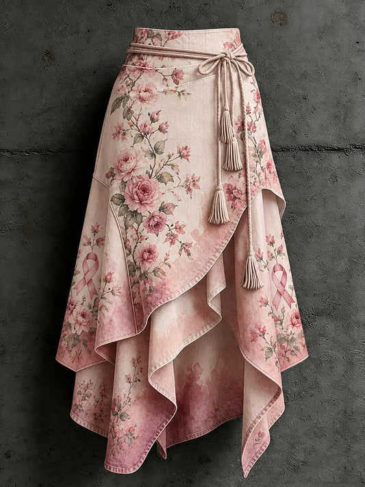 Women's Breast Cancer Awareness Floral Skirts