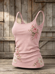 Women's Pink Rose and Pink Charity Ribbon Pattern Design Casual  Vest