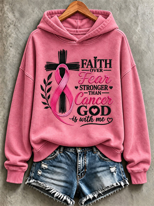 Women's Breast Cancer Faith Print Sweatshirt