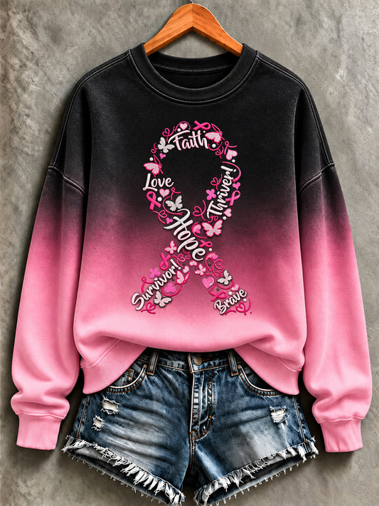 Women's Breast Cancer Faith Print Sweatshirt