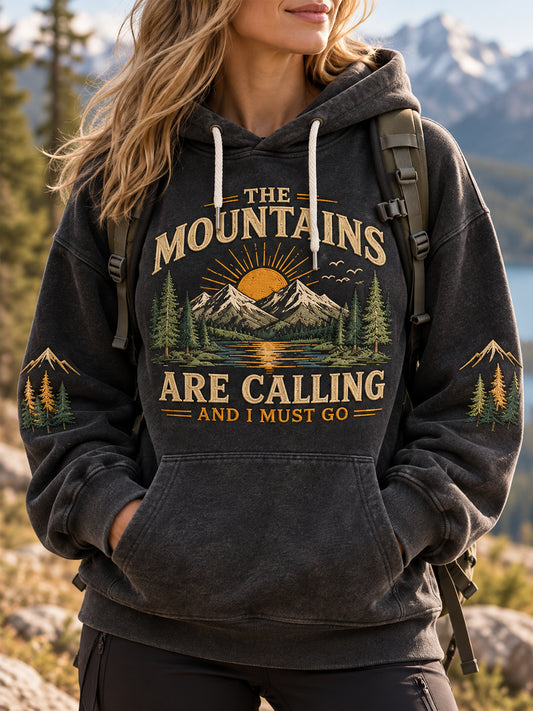 Women's The Mountains Are Calling And I Must Go Hike Lovers Casual Hoodie