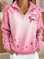 Women's Breast Cacner Awareness Art Printed Sweatshirt