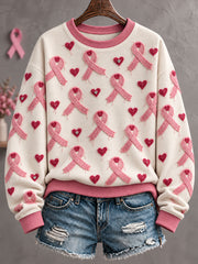 Women's Breast Cacner Awareness Art Printed Sweatshirt