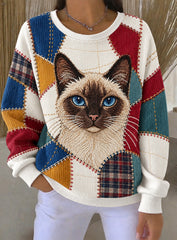 Women's Art Cat Printed Sweatshirt