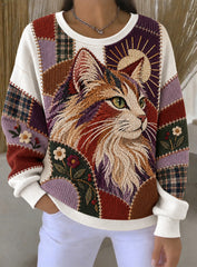 Women's Art Cat Printed Sweatshirt