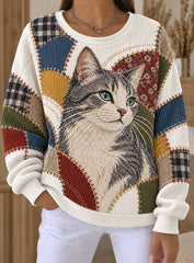 Women's Art Cat Printed Sweatshirt