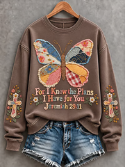 Women's Casual "Faith" Cross-Print Regular Sweatshirt