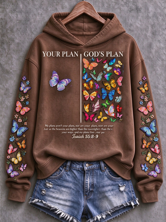Women's Casual "Faith" Cross-Print Regular Sweatshirt