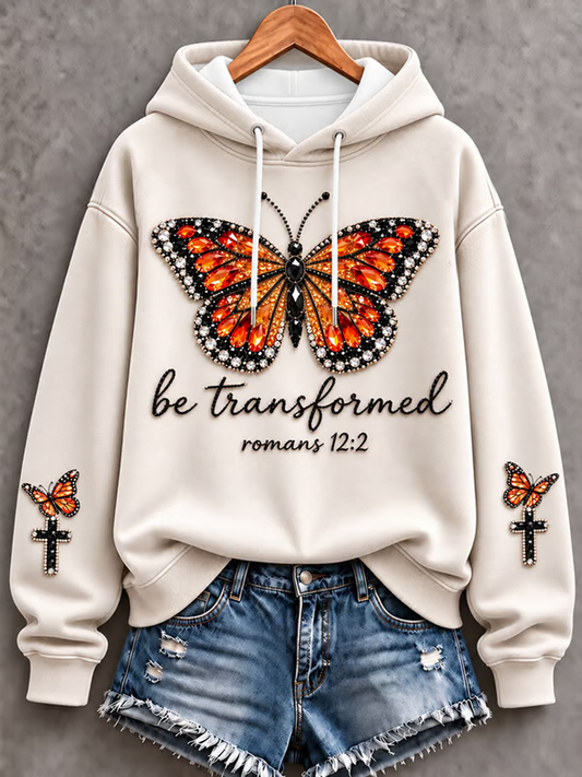 Women's Casual "Faith" Cross-Print Regular Sweatshirt