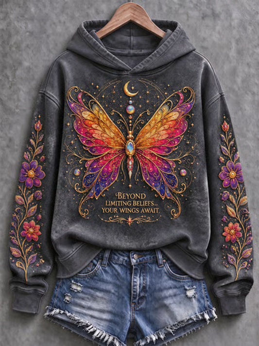 Women's Casual "Faith" Cross-Print Regular Sweatshirt
