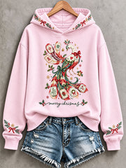 Women's Christmas Mahjong Print Casual Hoodie