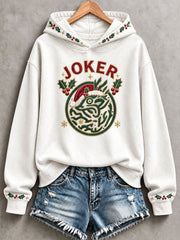 Women's Christmas Mahjong Print Casual Hoodie