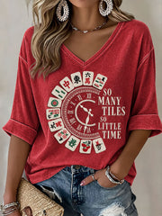 Women's So Many Tiles So Little Time Christmas Mahjong Casual T-Shirt