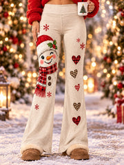 Women's Christmas Snowman Print Pants
