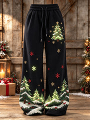 Women's Glowing Christmas Trees Pattern Cozy Sweatpants