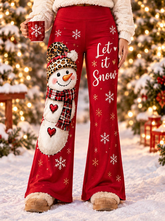 Women's Christmas Snowman Print Pants