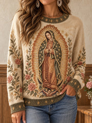 Women's Our Lady of Guadalupe Day Art Printed Casual Tops