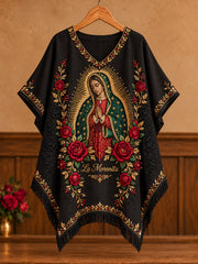 Women‘s Mexico Our Lady of Guadalupe Day Floral Art Printed Tops