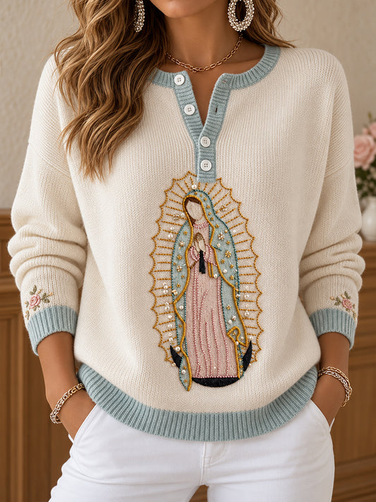 Women's Our Lady of Guadalupe Day Art Printed Casual Tops