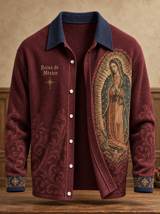 Unisex Mexico Our Lady of Guadalupe Day Floral Art Printed Cardigan