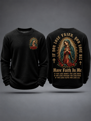Men's Feast of Our Lady of Guadalupe art Printed Waffle Long Sleeve T-Shirt