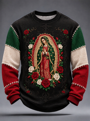 Men's Feast of Our Lady of Guadalupe art Printed Waffle Long Sleeve T-Shirt
