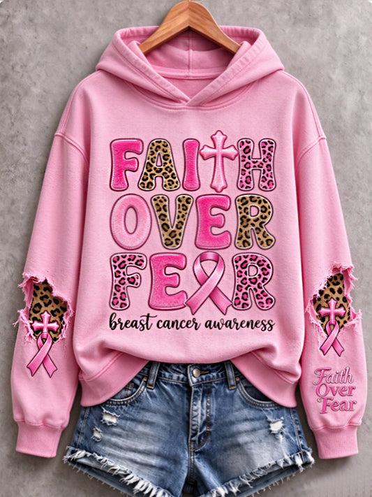 Women's Faith Over Fear Hot Pink Sweatshirt